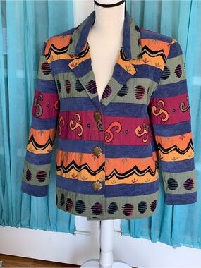 Vintage Jacket Blazer Painted Pony size M colorful southwestern boho hippie
